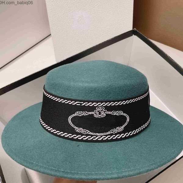 Designer Stingy Brim Hats Richtige Version Jacquard Letter Wool Wide Top Herbst und Winter New Casual Trend T2304031