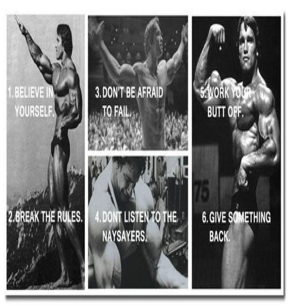 NICOLESHENTING Arnold Schwarzenegger Bodybuilding Motivationszitate Poster Kunstseide 13x27 24x50 Zoll Fitnessbilder für Dekor2184525