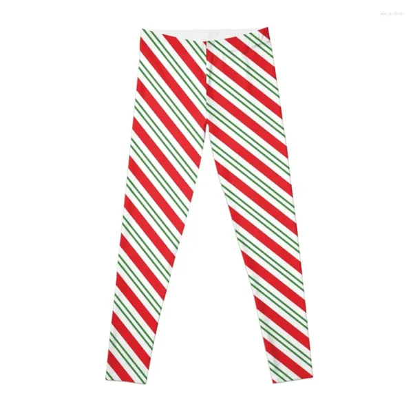 Pantaloni attivi Candy Cane Stripes (rosso/verde/bianco) Leggings Donna Abbigliamento yoga