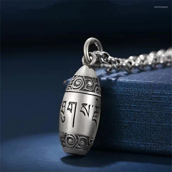 Pingentes clássico budista coração sutra caixa pingente colar para homens jóias na moda prata 925 corrente masculino nuvens escritura amuleto