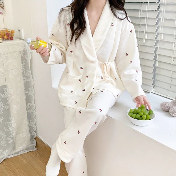 Uyku salonu sonbahar kış kalın pamuklu yastıklı annelik hemşirelik pijama setleri gevşek hırka besleme pijamaları takım elbise doğum sonrası aşınma 231102