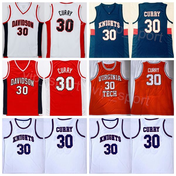 Davidson Wildcats College Stephen Curry Jersey 30 Basketball High School Virginia Tech und Knights University Ed Team Navy Blue White Rot Orange Shirt NCAA