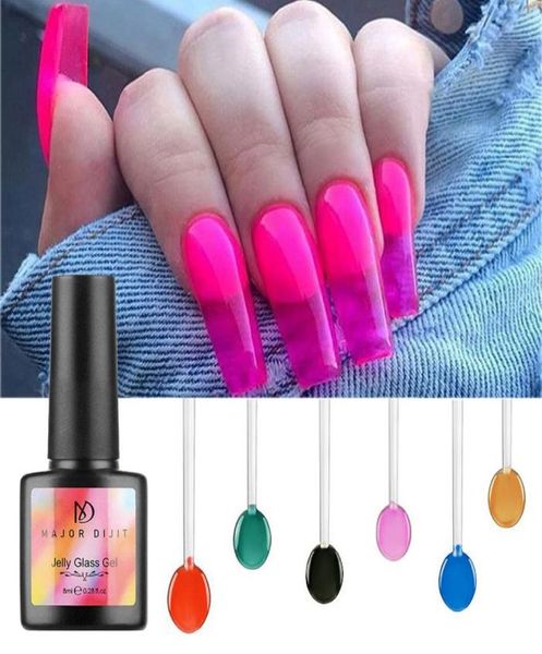 Smalto per unghie gel di vetro gelatinoso da 6 pezzi Smalto per unghie al neon per gel di colore traslucido di moda attributo estivo 8ml1838457