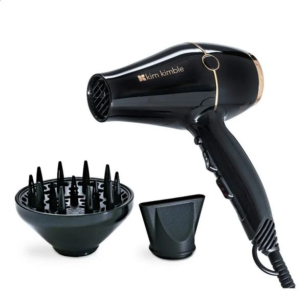 Secadores de cabelo Kim Kimble Celebrity Series Ultra Light 1875W Pro Dryer Black Rose Gold com concentrador e difusor 231102