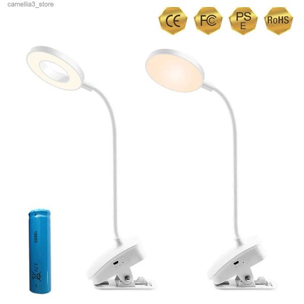 Lâmpadas de mesa DC 5V LED Livro de leitura Luz noturna Lâmpada de mesa USB 18650 Bateria recarregável escurecimento Lâmpada de mesa Clip titular Quarto Lâmpada de mesa P1 Q231104