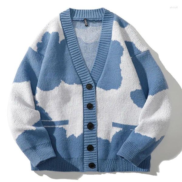 Herrenpullover Männer Grafikmuster Tropfen Schulter Strickjacke Koreanische Mode Patchwork Pullover Lässig Herbst Winter Lose Stilvolle Textur Pullover