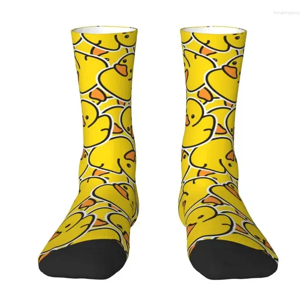 Calzini da uomo Stampa Kawaii Giallo Classico Anatra di gomma Gotico per donna Uomo Elasticizzato Estate Autunno Inverno Equipaggio