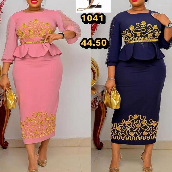 Abbigliamento etnico 2 Set di due pezzi Africa Vestiti per le donne African Dashiki Fashion Suit Top e maxi gonna Party Lady Set da ufficio