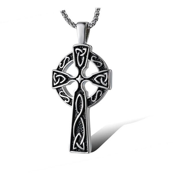 Anhänger Halsketten Vintage Viking Irish Konzentrische Knoten Kreuz Halskette Für Männer Retro Lrish Celtics Religiöse Männliche Schmuck 24 Zoll 230y