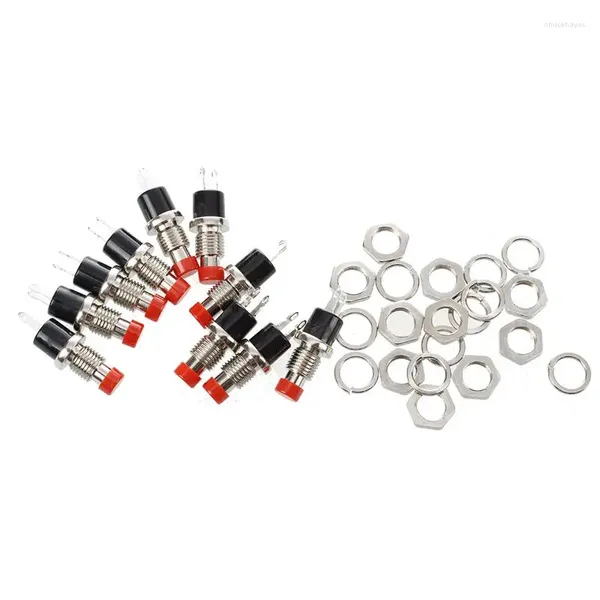 Anahtar 10 PCS Kırmızı Kapak SPST Anlık Mini Pushbutton DC 50V 0.3A