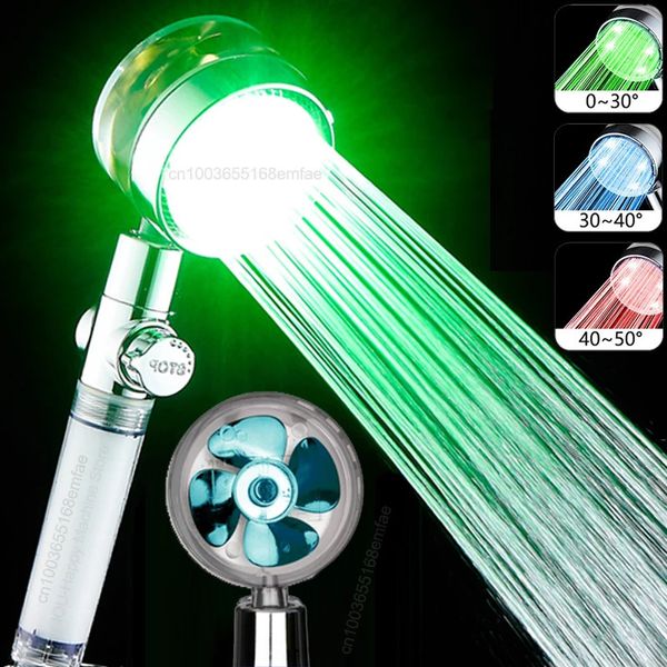 Badezimmer-Duschköpfe, Duschkopf, Hochdruck, wassersparend, mit LED-Licht, Regenfall, Turbo-Propeller-Flow-Duschkopf, integrierter Filter, Badezimmerzubehör 231102