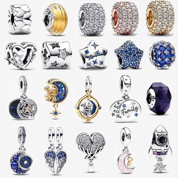 Gümüş Uzay Aşk Roket Charm Diy Fit Pandoras Bilezik Kadınlar Tasarımcı Kolye Mavi Elmaslar Kolye Yüksek Kaliteli Tatil Hediyeleri Noel Takı Kutu