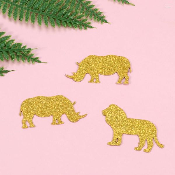 Decorazione per feste Carta da tavolo Spargi animali Giungla Riempitivo per foglie tropicali Hawaiianglitter Zoo Scatter Palm Palloncino Cerchio Pacchetto Dot