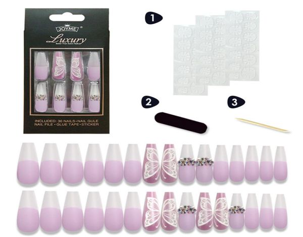 30 pezzi di copertura completa unghie finte premere su lunga ballerina bara punte per unghie acriliche strumento per manicure per regalo di Natale2608031