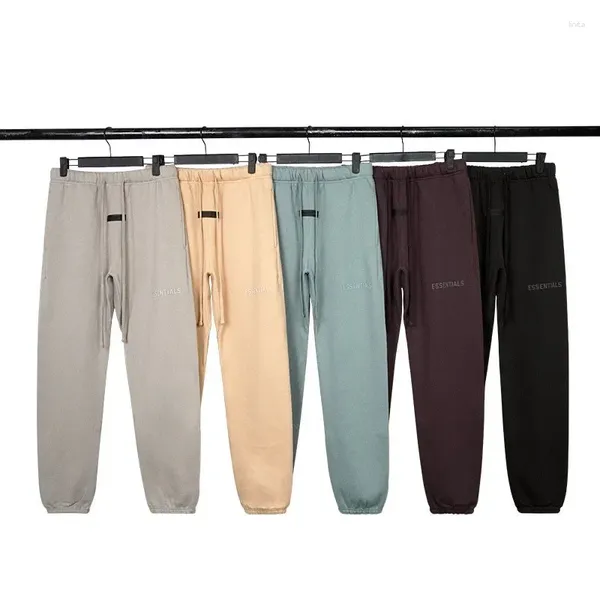 Calças masculinas de luxo sweatpants 3d borracha carta logotipo casual marca design high street tendência solta cordão lápis