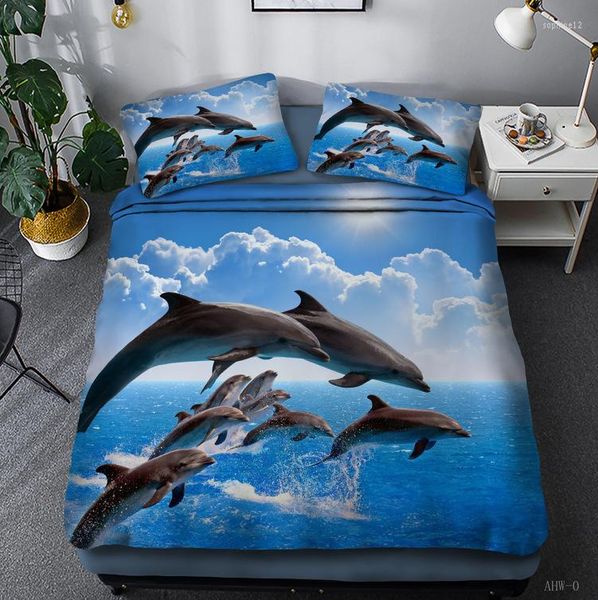 Bettwäsche-Sets. WENSD Western Animal Dolphin Ocean Winter-Bettbezug Reaktivdruck Einzel-Doppel-Kind-Erwachsenen-Set