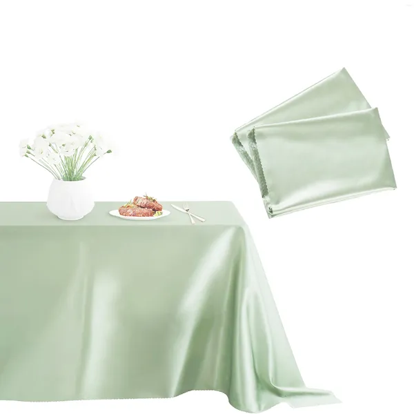 Toalha de mesa de cetim, 2 peças, retângulo longo, verde, sedoso, capa de sobreposição para festa de casamento, restaurante
