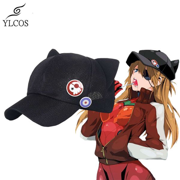 Costumi Catsuit Anime EVA Asuka Langley Soryu Cosplay Black Cat Ear Cappello in pile polare Berretto da baseball moda Accessori per costumi