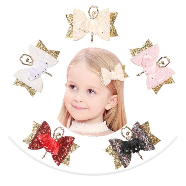 Acessórios de cabelo New Ballet Girl Acessórios de Cabelo para Meninas Crianças Princesa Glitter Bows Clips Handmade Hairpins Cute Kids Headdress Dhzzx