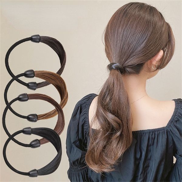 Elegante unsichtbare Perücke Haarseil für Frauen Mädchen einfache elastische Pferdeschwanz Haarband Scrunchies Periwig Haarschmuck Kopfbedeckung