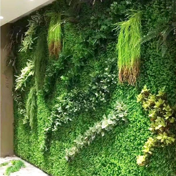 Dekoratif çiçekler 5 çatal yapay yapraklar plastik bitkiler asma duvar asılı bahçe oturma odası fonu ev sahte yeşillik sarmaşık