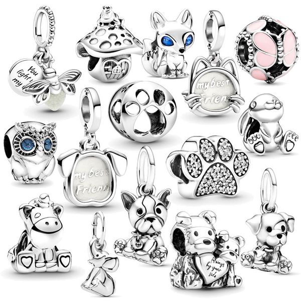 925 Silver Fit Pandora Charms originais pingentes de pingente de diy feminino Bracelets Minchações Charme de cogumelo Colar de coração Mulheres