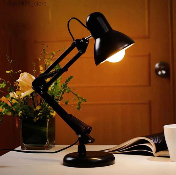 Masa lambaları LED Studio Masa Lambası Kelepçe ile Vintage Taşınabilir Lambalar Okuma Katlanır Yazma Çivi Manikür Tablosunun Işık Fikstürü Q231104