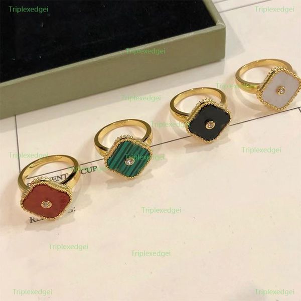 Дизайнеры ленточные кольца Новый лист 3/4 Clover Crystal Ring Brand Brand Fashion Ring для женщин роскошные натуральные бирюзовые дизайнерские кольца.