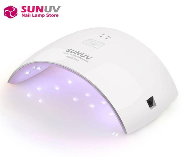 Original sunuv sun9c plus uv conduziu a lâmpada do prego 18 leds secador de unhas para todos os géis com botão 30s60s solução perfeita do polegar 36w pink6830426