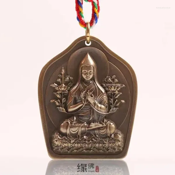 Colares de pingente de bronze cobre zong kaba mestre buda estátua marca gawu caixa colar design original para homens e mulheres