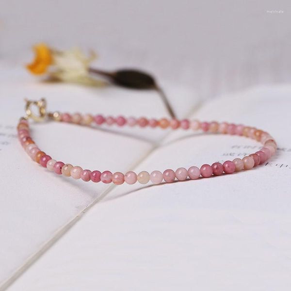 Bracciale con perline di pietra a grana rossa naturale in stile nazionale, braccialetto con pasta di fagioli rosa, dolce regalo per le donne