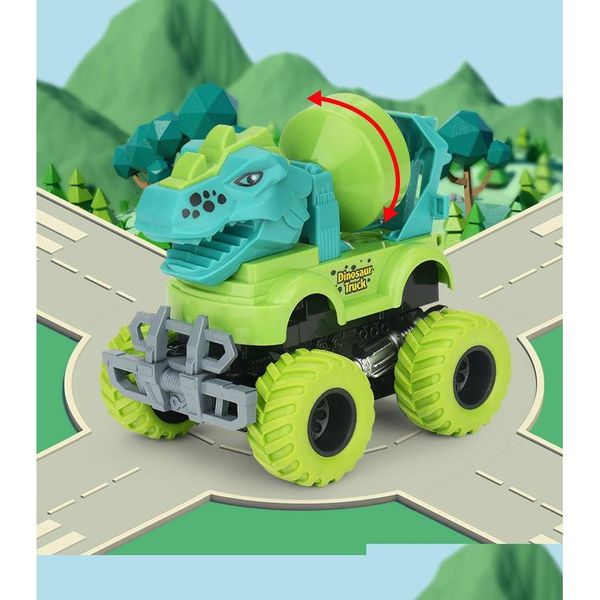 Modellini di auto Montessori Toy Bambino Monster Trucks Go Kart Dinosaure Piccola plastica Dinosauri Rex Trasporto Ingegneria Auto Tru Dhwhw