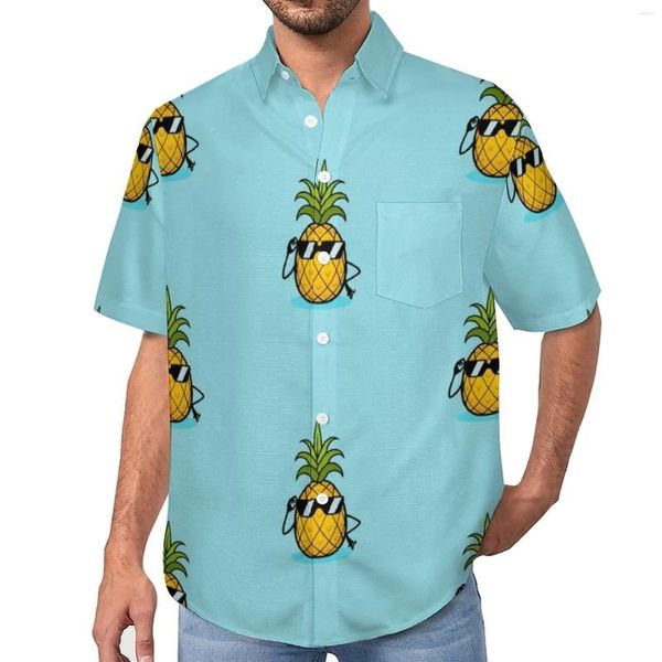 Мужские повседневные рубашки Ananas, солнцезащитные очки с ананасами, фруктовая пляжная рубашка, новинка, гавайские блузки, мужские принты, большие размеры 4XL