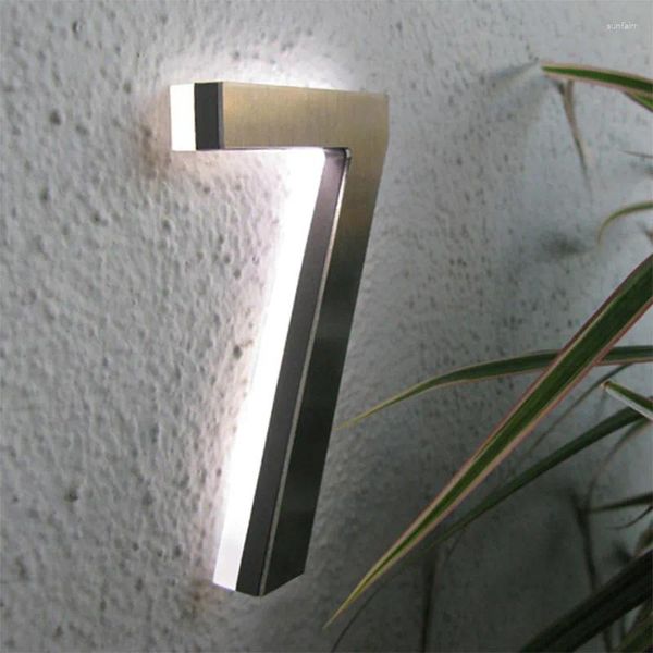 Gartendekorationen Maßgeschneiderte 3D-LED-beleuchtete Adressbeschilderung Hausnummern Edelstahl El Room Floor Number Logo-Schilder