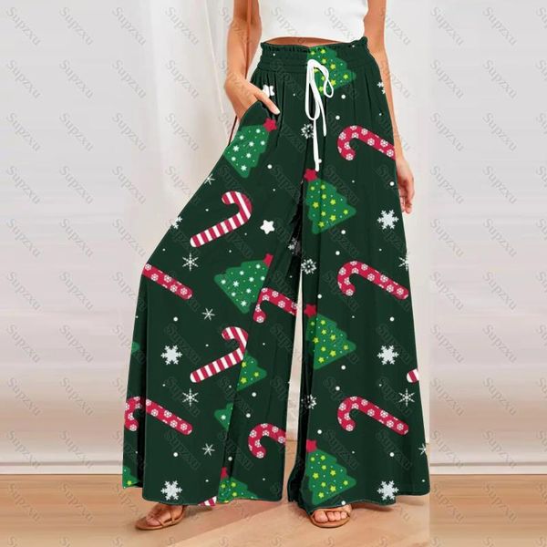 Damenhose, Weihnachtsbaum, 3D-Druck, Damenmode, Jogger, Weihnachtsmann, Hose mit weitem Bein, Sport, hohe Taille, gerades Bein, Freizeithose, Geschenk