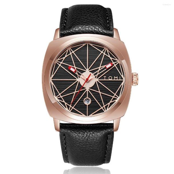 Orologi da polso Mens Fashion Casual Stripe Watch Men Quartz Line Orologi Simple Relogio Masculine Leather Strap Orologio maschile minimalista