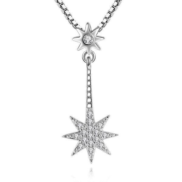 Collane con ciondolo Collana ottagonale a forma di stella squisita Regalo di gioielli per feste di moda a catena di cristallo femminile
