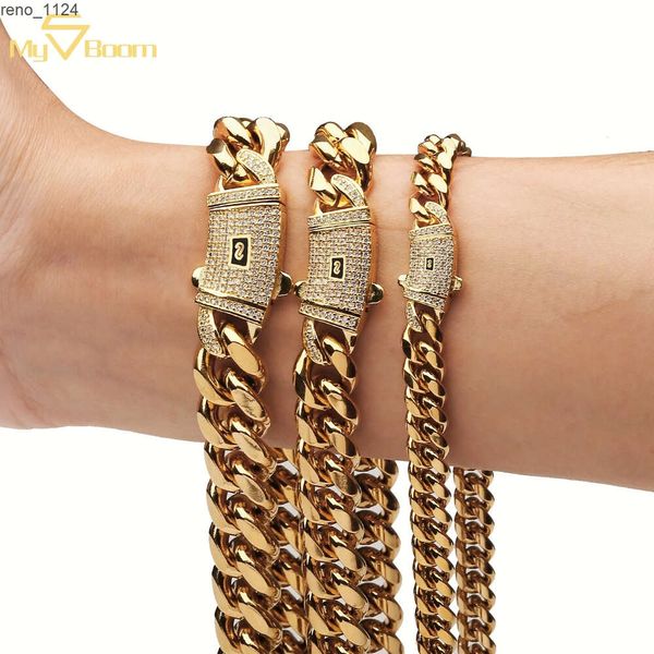 6mm 8mm 10mm 12mm 14mm Hip Hop Aço Inoxidável Cuban Link Chain 14k Fashion Monaco Colar para Homens Jóias