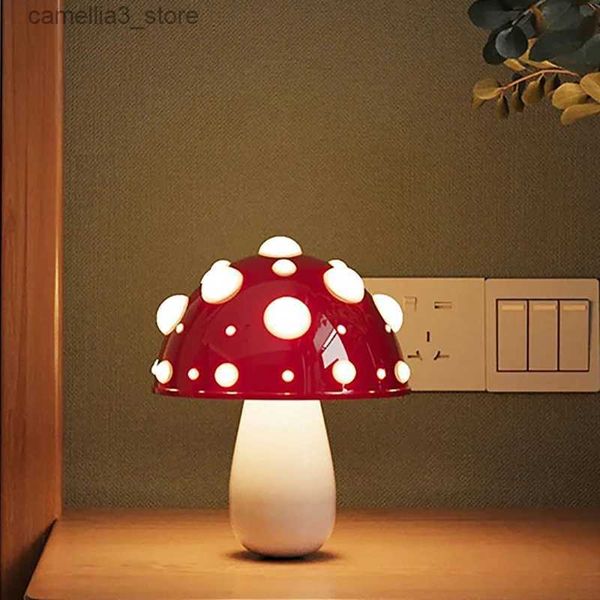 Schreibtischlampen Fly Amanita Pilzlampe mit zweifarbiger LED-G9-Glühbirne USB wiederaufladbar Fliegenpilz-Schreibtischleuchte für Wohnzimmer, Nachttisch, Arbeitszimmer, Hotel Q231104