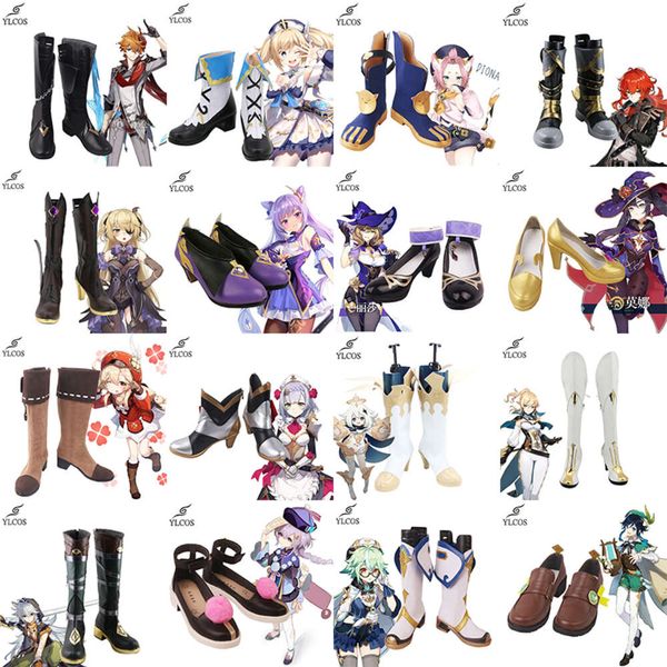 Trajes de catsuit jogo genshin impacto keqing venti qiqi klee sapatos cosplay festa de halloween botas extravagantes feitos sob encomenda