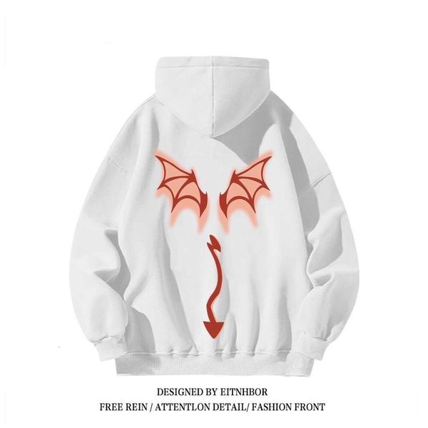 Diseñador de lujo Chaopai Classic Little Devil Wings Suéter con capucha para hombres y mujeres Otoño suelto Algodón High Street Fashion Brand Coat