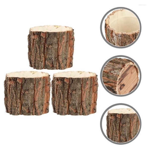 Vasi Wood Log Plant Contenitore Contenitore Flower A arredamento per la casa Vintage Country Pot succulento