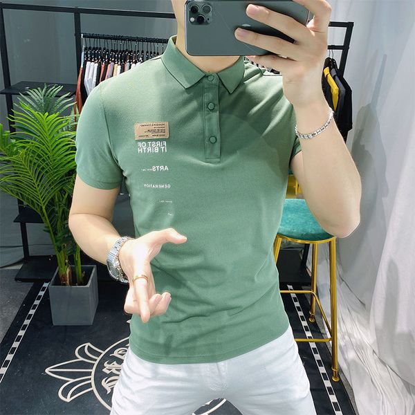 Polo da uomo Top Summer Green Shirt T-shirt a maniche corte Risvolto Plus Size Y2K Casual coreano oversize t shi 230403