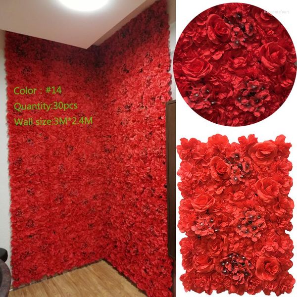 Fiori decorativi Decorazioni di nozze rosse Pannelli di fiori di seta da parete con rose artificiali per fondali per feste Decorazioni per la casa Puntelli personalizzati