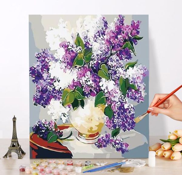 Çerçevesiz Chrysanthemum DIY Boyama Sayılar Modern Duvar Sanat Tuval El Boyalı Yağ Boya Ev Dekoru 40X509132636