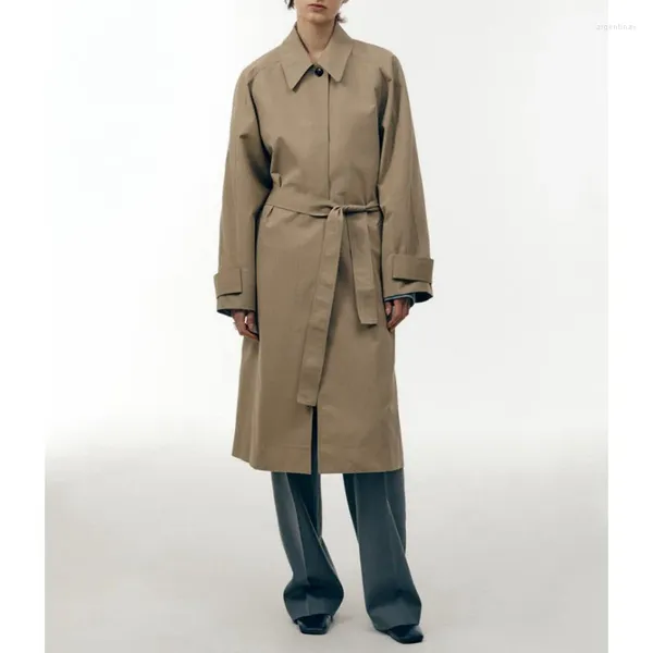 Женские плащи VII 2023, бренд LC, женская ветровка, зимняя женская одежда, свободное простое повседневное пальто на шнуровке, длина
