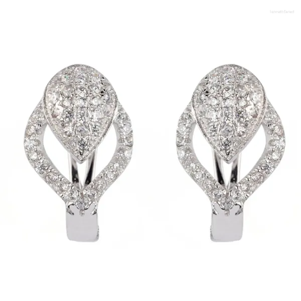 Orecchini pendenti Fleure Esme Fascino Shinning Natale Matrimonio Per Donna Uomo Regali Goccia Bianco Cubic Zirconia Placcato rodio R3235