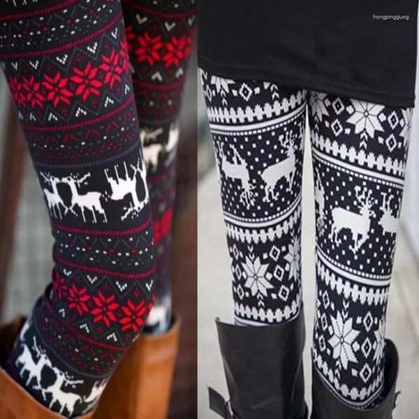 Leggings da donna 2023 Natale Alce Modello fiocco di neve Allenamento a vita alta Leggins senza cuciture Pantaloni fitness Pantaloni