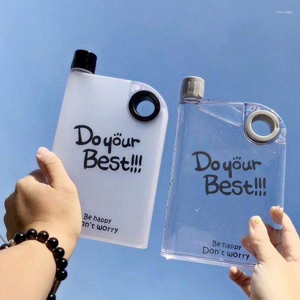 Bottiglie d'acqua Notebook creativo Bottiglia piatta in plastica A5 A6 Bicchiere di carta trasparente senza BPA Tazze per bollitore glassate portatili