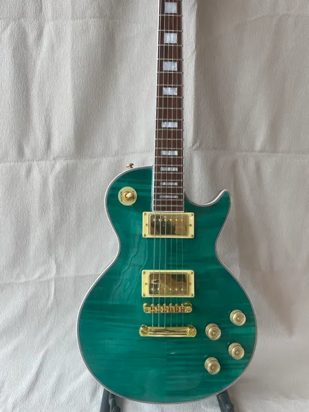 2011 Custom LP E-Gitarre Aqua Blue Flame Top
